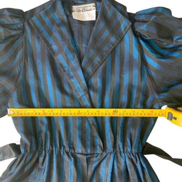 Vintage 80 by Michael Maiello for Pat Richards Striped Blue and Black Wrap Dress - Picture 14 of 14